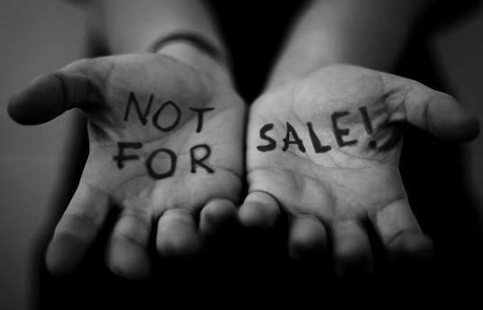 Anti-trafficking campaign - hands reading Not For Sale